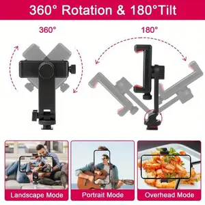 Versatile Universal Phone Tripod Adapter 360 Rotating Camera Hot Boot Phone Mount (a phone clip) Selfie Cellphone Smartphone Multicolor