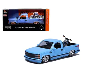 Maisto 1:24 1993 Chevy 454SS Pick-Up & 2007 XL 1200N Nightster Harley-Davidson Bike Custom Limited 1,800 pcs Blue