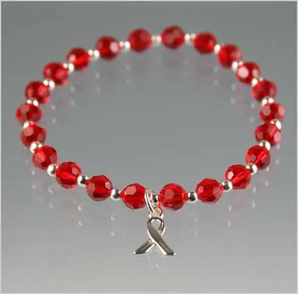 Lymphoma Awareness Bracelet | Red Crystal Sterling Silver