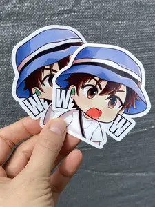 Purple Noona Hoba WOW Meme Sticker - Kpop Holographic Vinyl Stickers - Glossy Waterproof 3x3 Inches