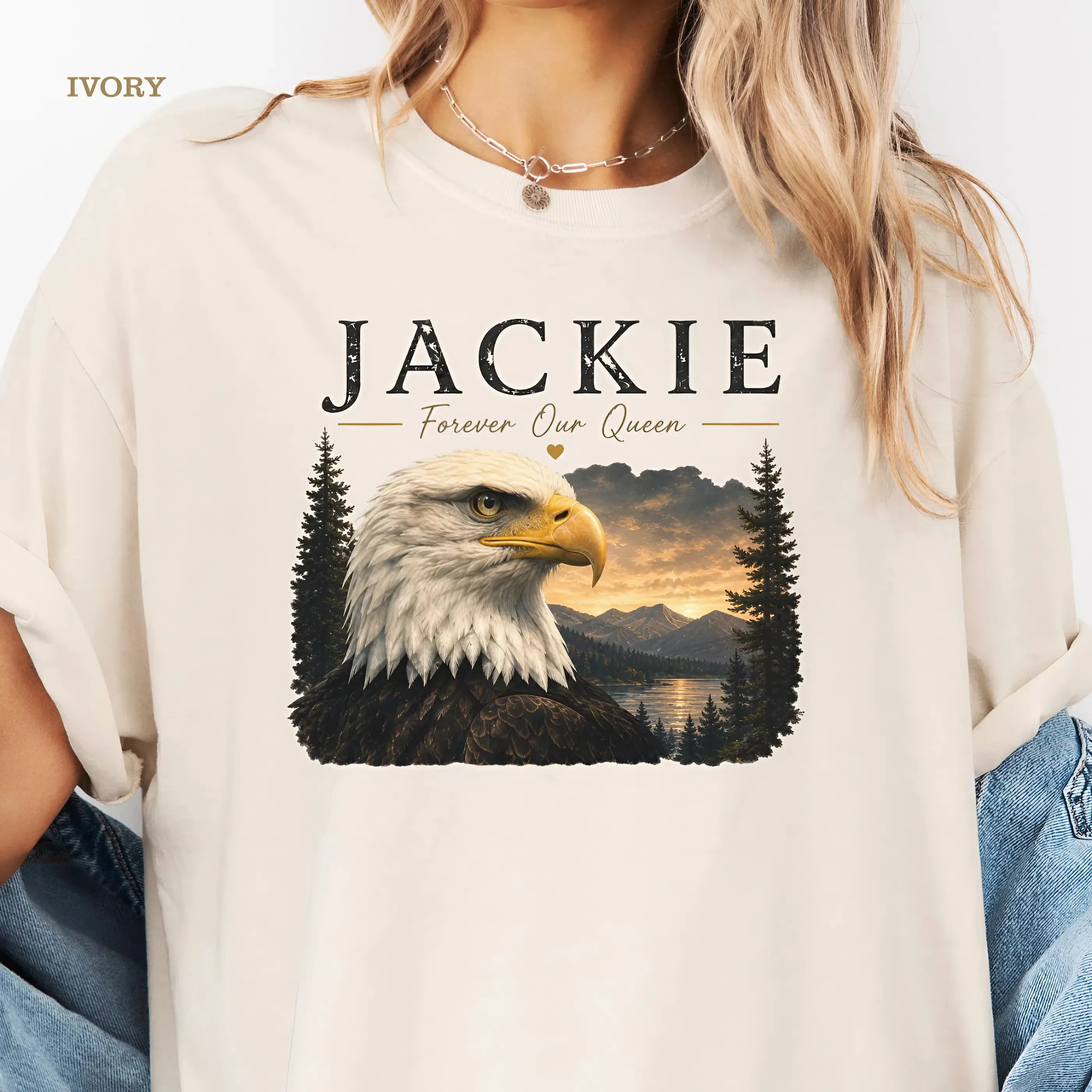 Comfort colors Jackie Forever Our Queen Shirt, Big Bear Bald Eagle Tribute Tee, Jackie Memorial Shirt, Eagle Lover Gift, Wildlife Remembrance T-Shirt