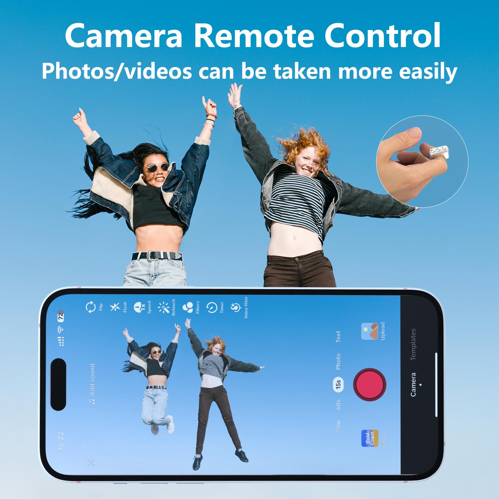 Xring Bluetooth Remote Control Scrolling Ring with Phone Stand Holder Selfie Clicker, Tik_Tok Video Scroller, E-book Page Turner, Music Control, Rechargeable Smart Ring for iPhone, Android, iPad – Cute Pink Tech Accessor