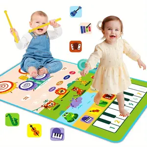 Musical Toys Piano Mat & Drum Set Music Floor Play Mat, Musical Mat Educational Birthday Gifts Musical Toys for Kids, Random Color
