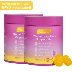 【2 Bottles】LEEFAR Her Juicy  Feminine Probiotics Gummies- All in One Solution with Slippery Elm and Prebiotics&Lactobacillus Probiotic Blend for Women’s pH Balance and Dryness - Hawaiian Pineapple Gummies 60 Count probiotics women