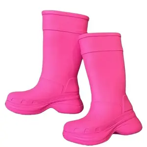 Trendy casual Cave rubber high top dad shoes co-branded men‘s and women's height increasing anti slip waterproof rainboots comfortable footwear athletic designer water shoes