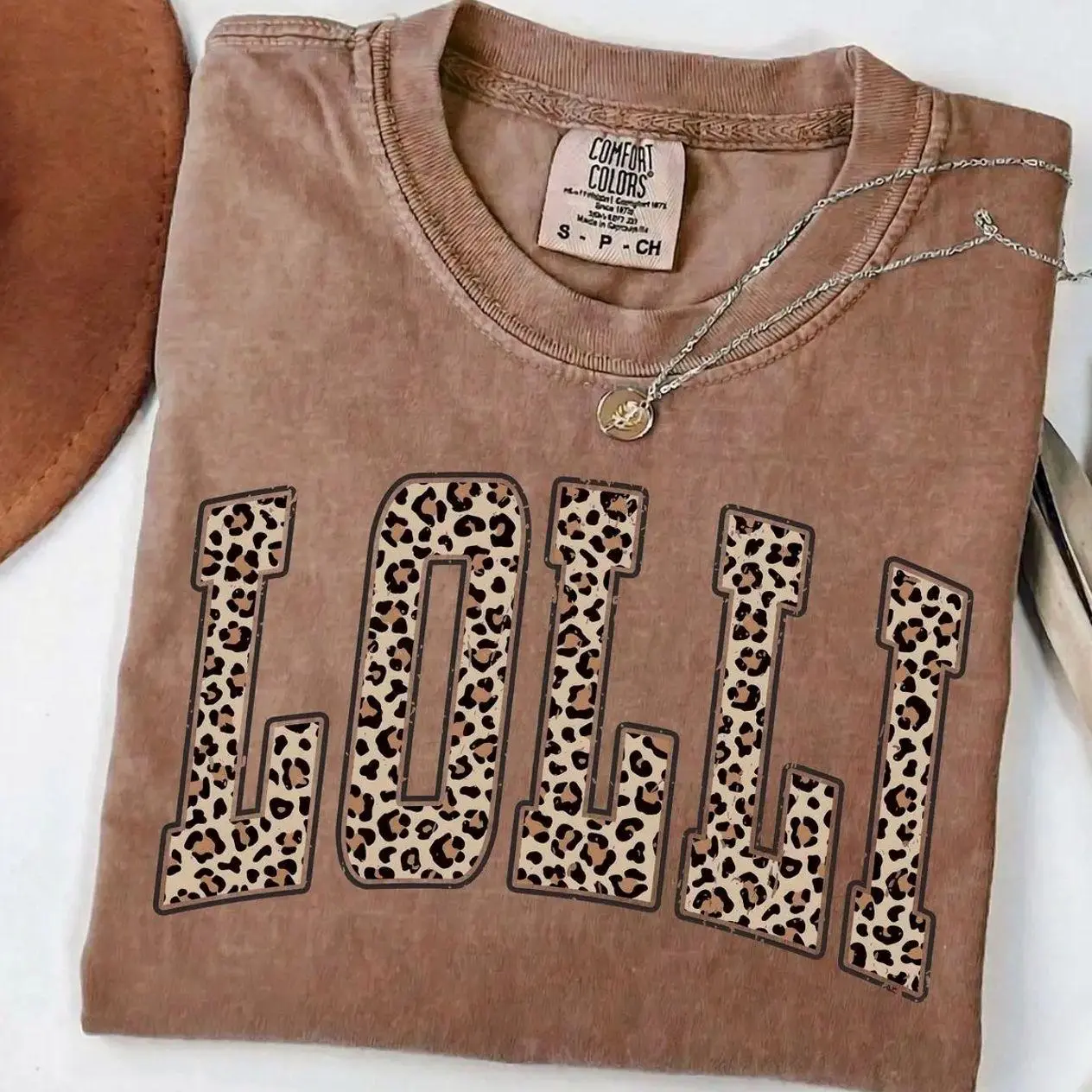 Comfort Colors Leopard Lolli Tshirt, Lolli T Shirt, Lolli Tee, Comfort Colors Graphic Tee, Casual Outfit, Vintage Wash Shirt, Oversized Women’s Outfit , By Lee Holsey
