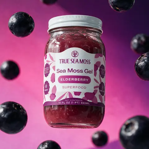 True Sea Moss Elderberry Irish Sea Moss Gel 16 fl oz Rich in Minerals & Vitamins Supports Vitality Healthcare Fitness Supplement