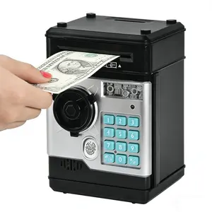 Child Password Money Box Mini Safe Lock Key Music Effect Light Simulation Fingerprint Unlock Kids Financial Enlightenment Gift