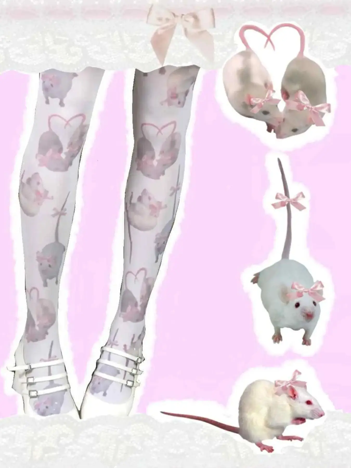 Cute Mouse Print Pantyhose, Sweet Girl Essential, Adorable Design for Daily Wear, Perfect Match for Casual Looks