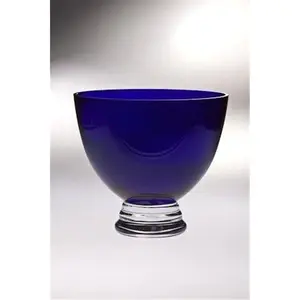 Majestic Gifts  Classic clear 9.5 in. High Quality Glass Cobalt Footed Bowl