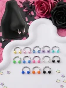 Colorful U Shape Septum Rings Cartilage Earrings Artificial Pearls Helix Tragus Earring for Women 16Gauge 8mm Horseshoe Nose Ring Nose Piercing Hoop Stainless Steel Hypoallergenic Lip Piercing Jewelry Body Jewelry