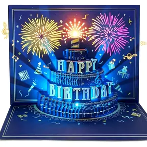 MZD8391 3D Pop Up Birthday Cards, Musical LED Lights Birthday Cards, Greeting Cards, Birthday Gifts for Mom Women Men Kids Child Dad Father Wife