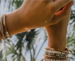 Premium Stone Stacker Bracelet by The Inspiration Co - 6mm Natural Earth Stone - Hypoallergenic & Tarnish-Resistant - Rose Gold Plated - Build Your Own GIFT SET