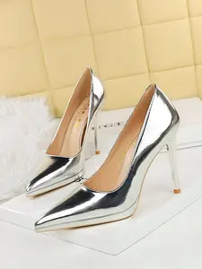 Women's Elegant Metallic Pointed Toe Stiletto Heels, Sparkly Party Shoes, Fashionable High Heel Shoes for Party, Daily Clothing Decor for Women & Girls