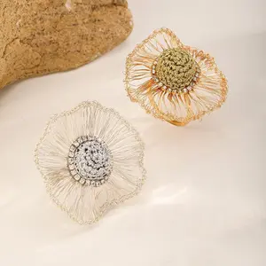 Copper wire handmade braided metal-style ring, original design; handmade crochet—birthday gift for someone, party gift, unique handmade present