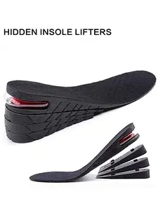 Unisex Height Increasing Insole, Invisible Shock Absorption, Detachable, Multiple Heights, Casual Style, Size 35-44, Adjustable
