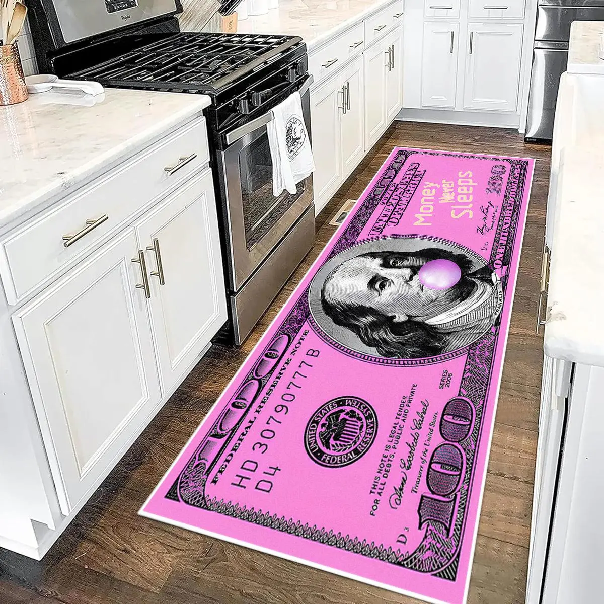 $100 Dollar Pattern Kitchen Runner Rug, Non-slip Kitchen Mat, Kitchen Floor Mat, Soft Kitchen Rug, Kitchen Area Rug, Home Decor, Kitchen Decor, Kitchen Accessories, Home Decorative Rug, Non Slip Rugs