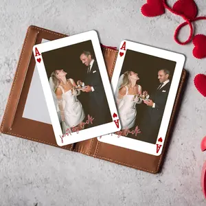 [ARRIVES AFTER XMAS]Custom Metal Photo Wallet Card, Couple Playing Cards, Wedding Photo Gift, Anniversary Gifts for Husband, Boyfriend, Photo Love Note Card