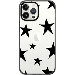 Compact Phone Case [4 ft. 2X Military Grade Drop Protection/Slim/Lightweight] - black star - Clear Black