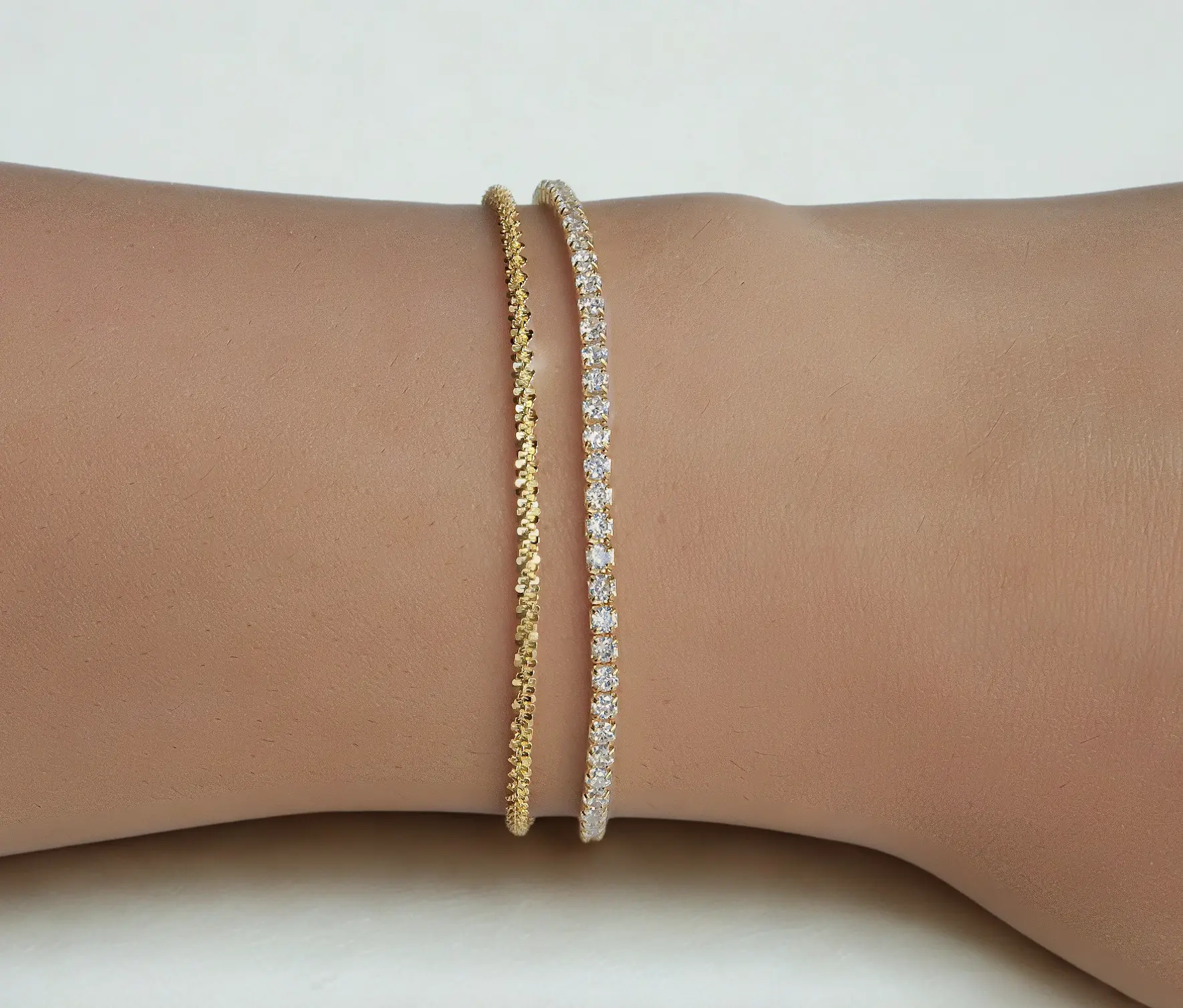 2mm CZ Tennis Bracelet – Dainty Gold or Silver | 18K Plated Sterling Silver, Stackable Luxury Gift Jewelry