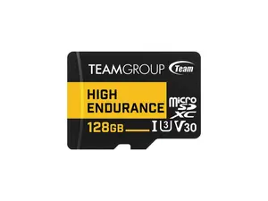 Team 128GB High Endurance microSDXC UHS-I U3, V30 Memory Card, designed for monitoring, Speed Up to 100MB/s (THUSDX128GIV3002)