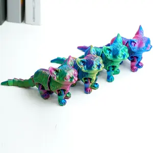 4pcs 3D Printed Cat Model Toys Flexible Joint Animal Doll Statues Home Office Desk Decorations Holiday Surprise Gifts Decorative Fidget Figurine Collectible Figurine