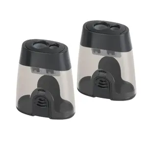 2pcs Sharpener with Storage Box, for 6-12mm Drawing Pencils, 2 Dual-Hole Sharpener, Portable Multi-functional Sharpener, Stationery Supplies