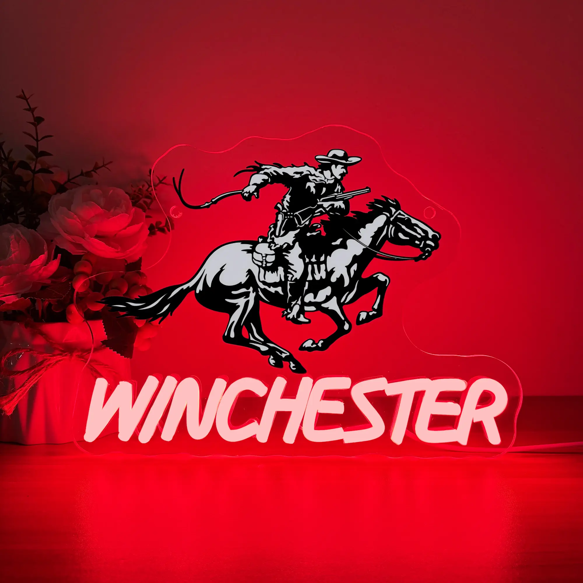 Winchester LED Neon Sign, Illuminated Sign Light, Vibrant Wall Hanging Western Cowboy Winchester Art Neon Light, Decorative Lights, Led Signs For Wall, USB Powered for Bedroom, Office, Gun Club, Man Cave, Party, Bar, Gift