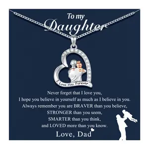 Daughter Necklace from Dad Daddy Father Valentines Birthday Gifts for Kids Girls Teen Tween Jewelry 8 10 12 13 14 16 11 Trendy All-match