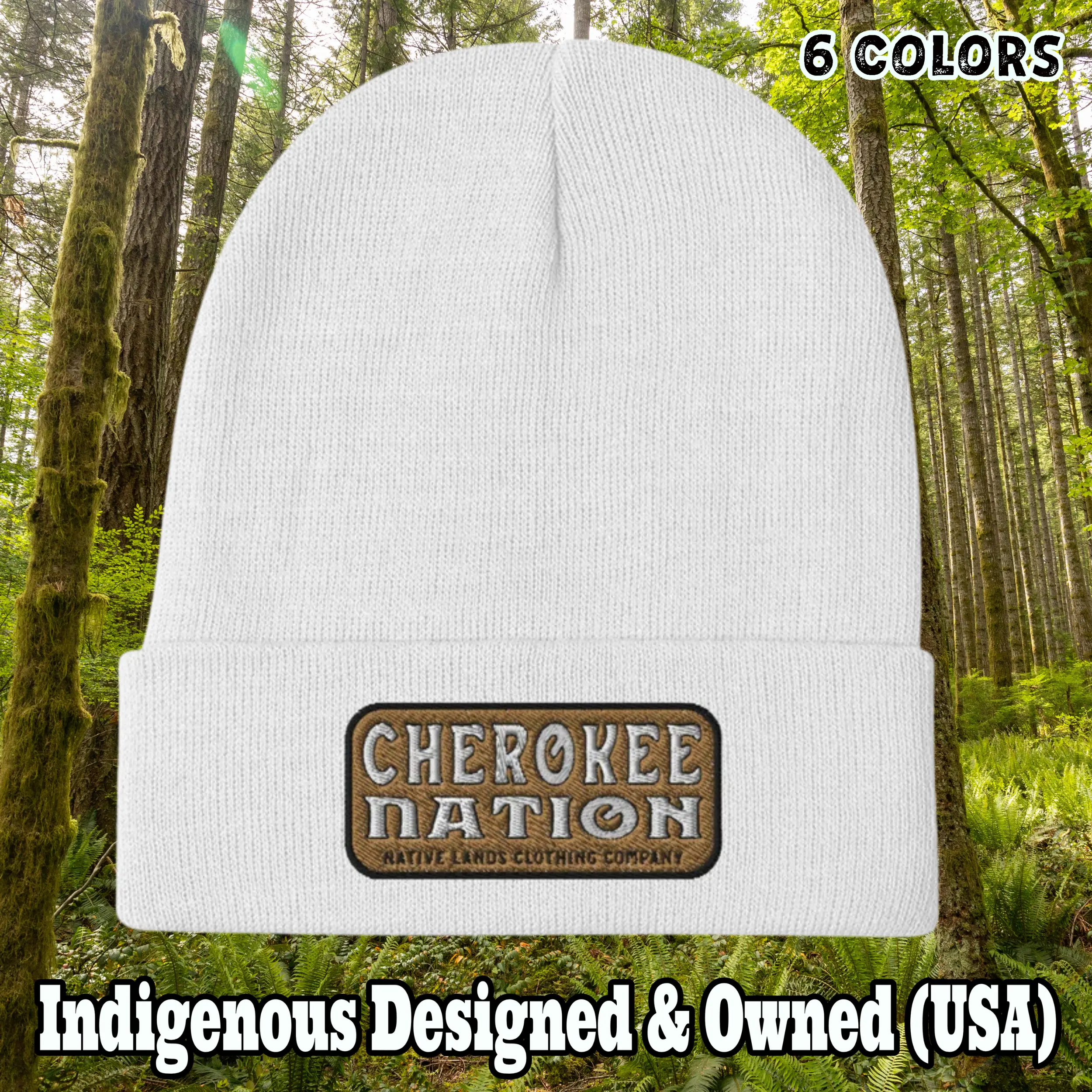 Cherokee Nation Embroidered Knit Otto Beanie - Honoring First Nations, Inuit, Native American Indigenous Cultures