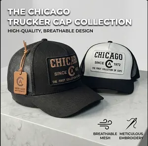 Vintage Chicago Trucker Hat - Retro 1972 Patch Mesh Back Baseball Cap for Men & Women