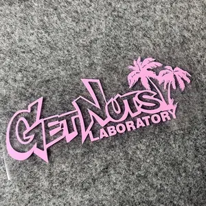 1PC  Light Trendy Get Nuts StickerSuitable for stationery/card holders—this font-palm tree element + bright pink shape adds understated street charm, making items feel delicately playful.