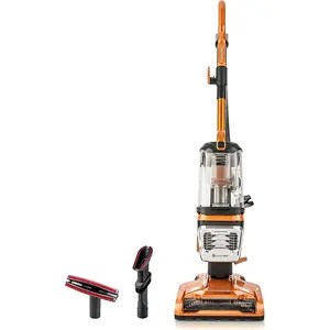 Bagless Upright Vacuum 2Motor Power Suction Lightweight Carpet Cleaner with HEPA Filter, 2 Cleaning Tools for Pet Hair, Hard Floor, Orange