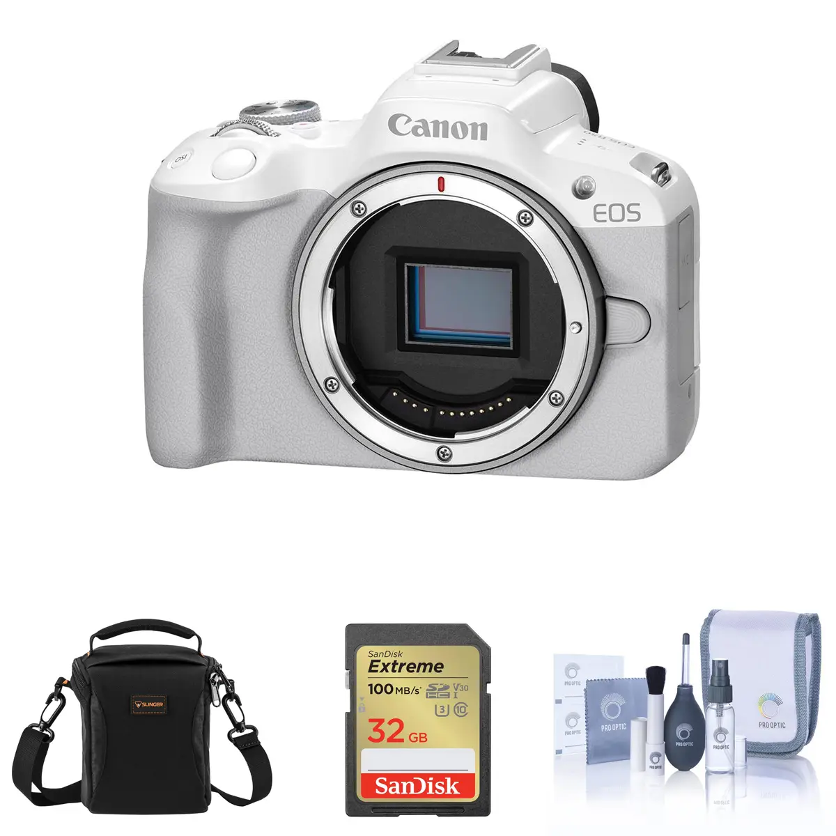 Canon EOS R50 Mirrorless Electronic Camera (White) - Bundle with 3" LCD, Built-in Li-Ion Battery, Memory Card, Wireless Capabilities & Included Value