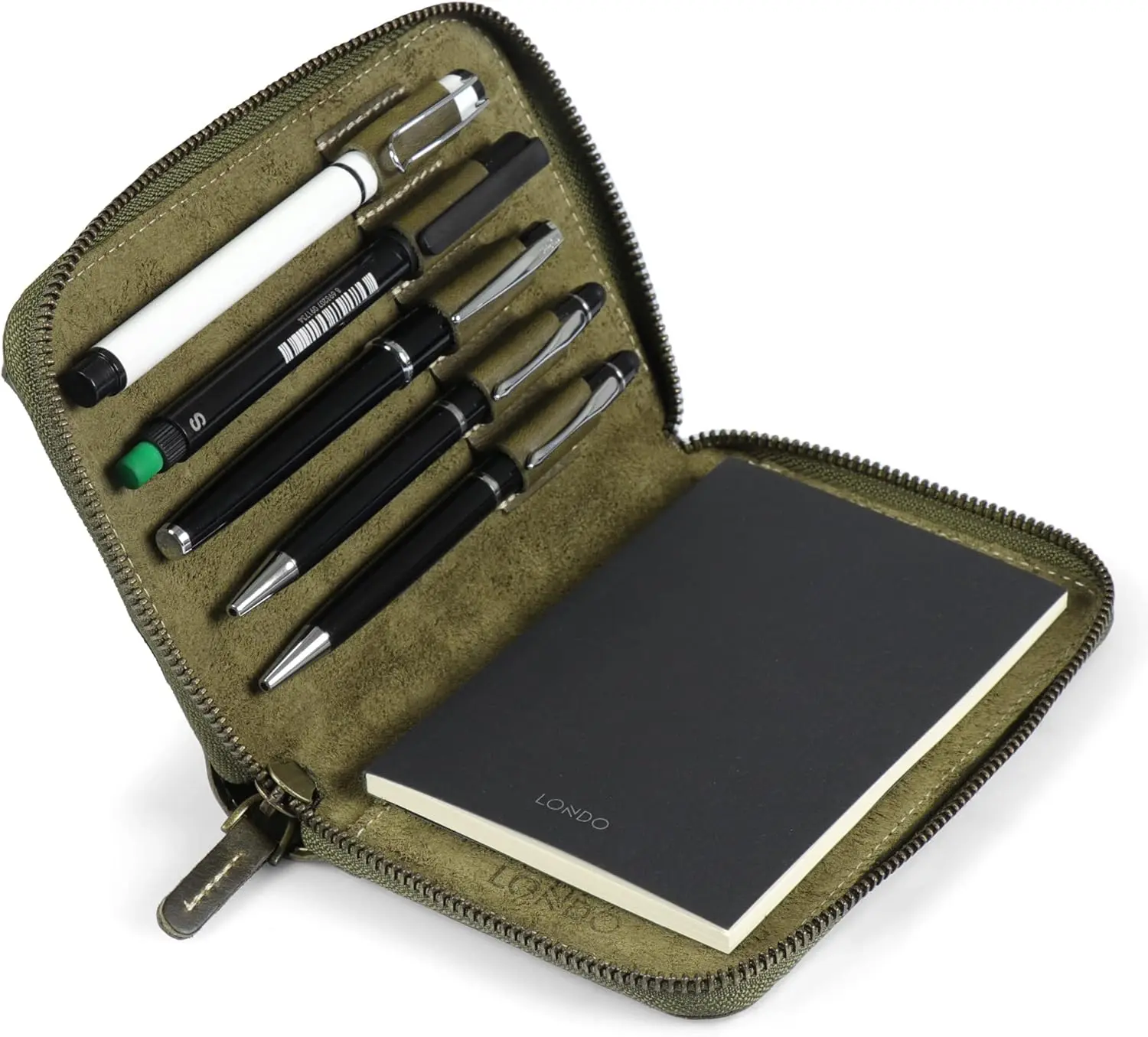 Londo Genuine Leather Padfolio – Portfolio Folder with Pencil Holder, Notepad & Zipper Closure for Business, Office & Travel