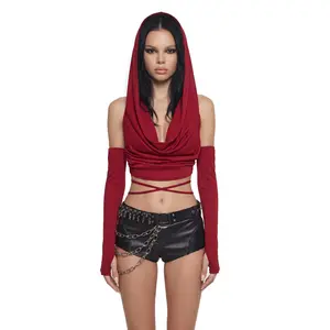 Woman in Red Hooded Top