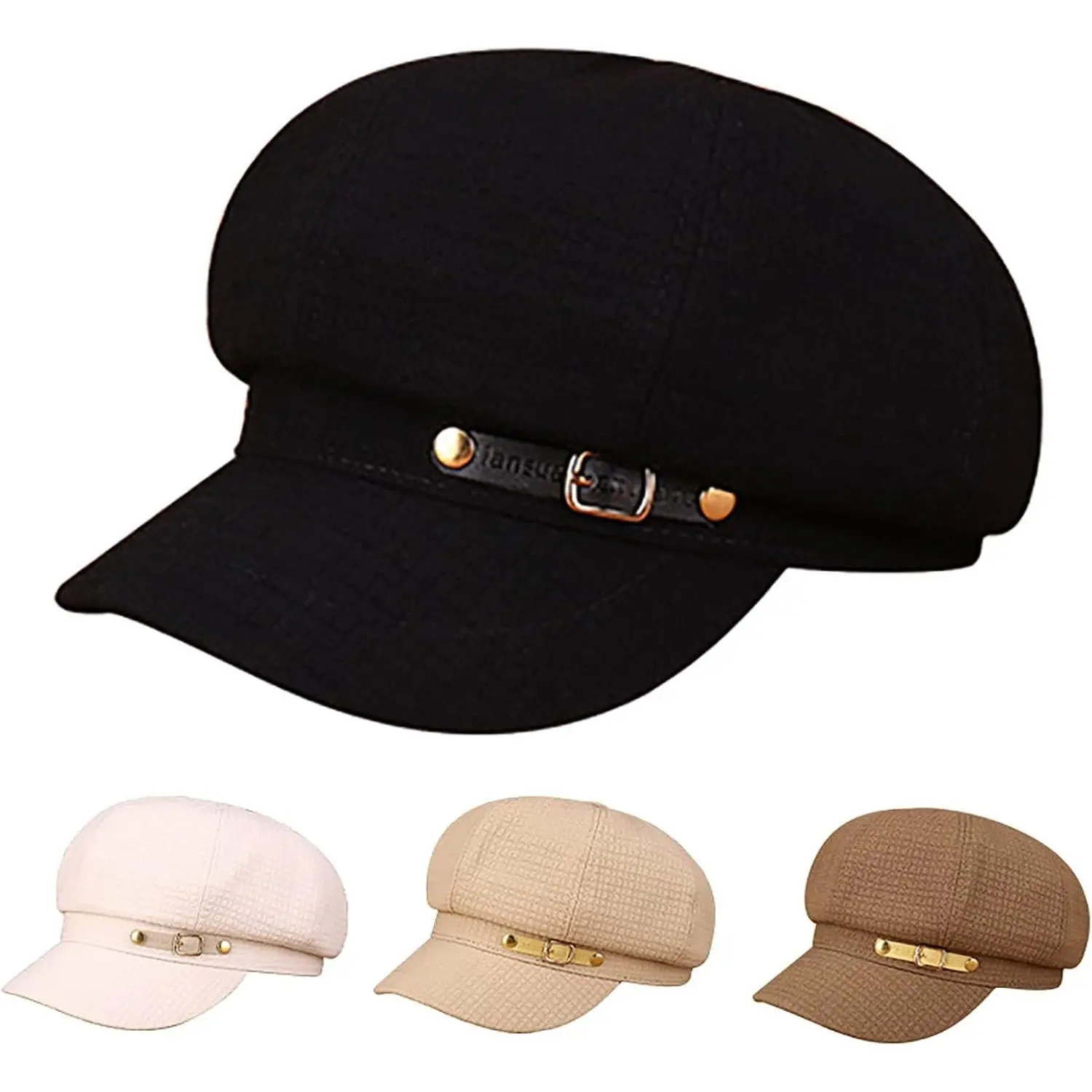 Women's Solid Color Beret - Newsboy-Inspired, 1-Size, Skin-Friendly Wool Blend, Cozy Sports & Outdoor Headwear for Winter Autumn, All-Day Comfort, Christmas, Birthday, Beach, Newsboy Look, Newsboy Hat