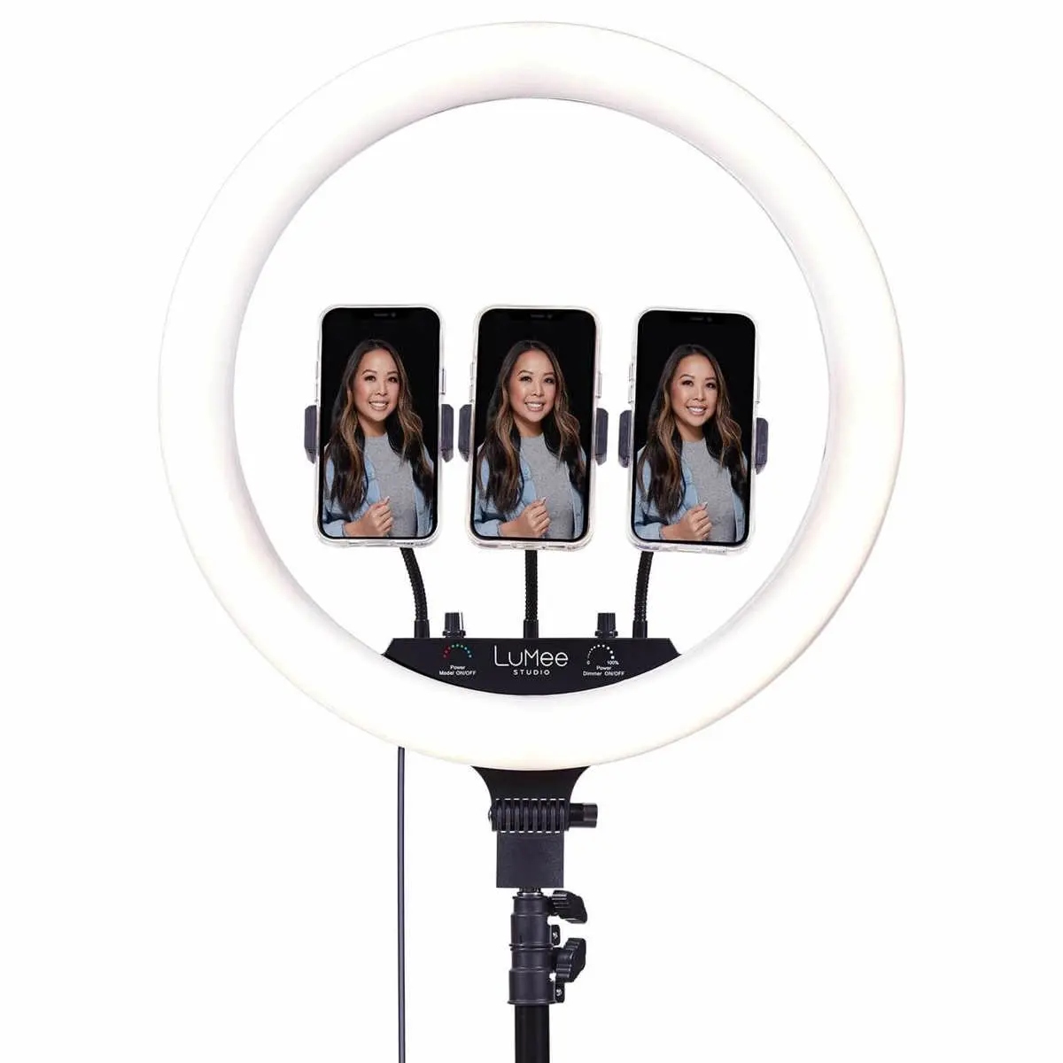 LuMee 18" RGB Ring Light with Tripod Stand - Black Universal Smartphone/Cellphone Accessory, Digital Selfie Light with Remote Control for Electronics