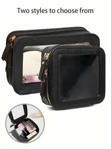 Clear Small Cosmetic Bag For Purse, Clear Mini Makeup Bag For School, Clear Makeup Pouch For Travel, White Makeup Organizer Case, Toiletry Bag, Waterproof Square Pouch With Zipper, Pencil Case, Lipstick Pack Bag, Handheld Cosmetic Pouch