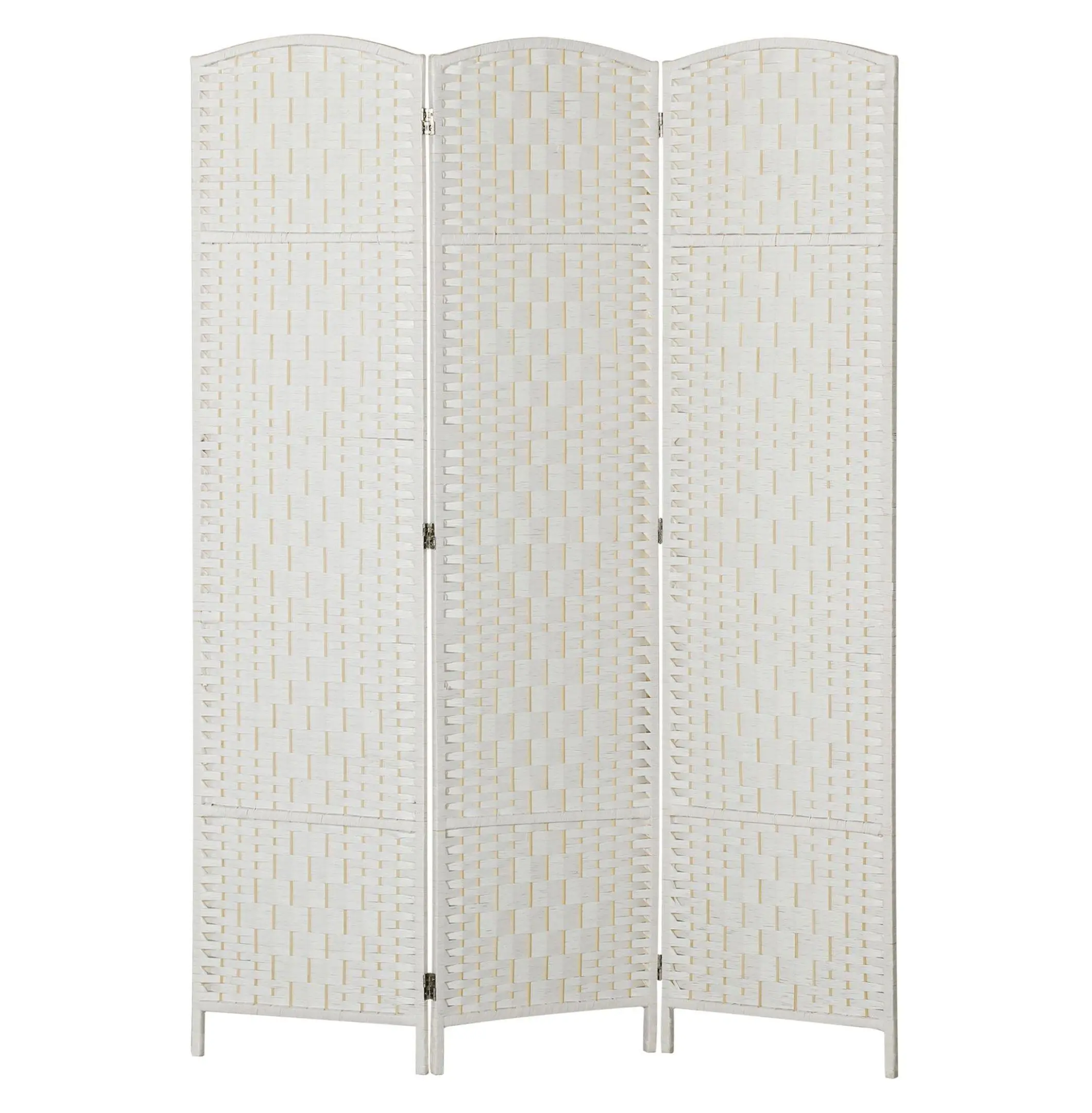 Room Divider 6FT, 3 Panel Folding Screen, Wicker Privacy Partition for Bedroom - White Default Title