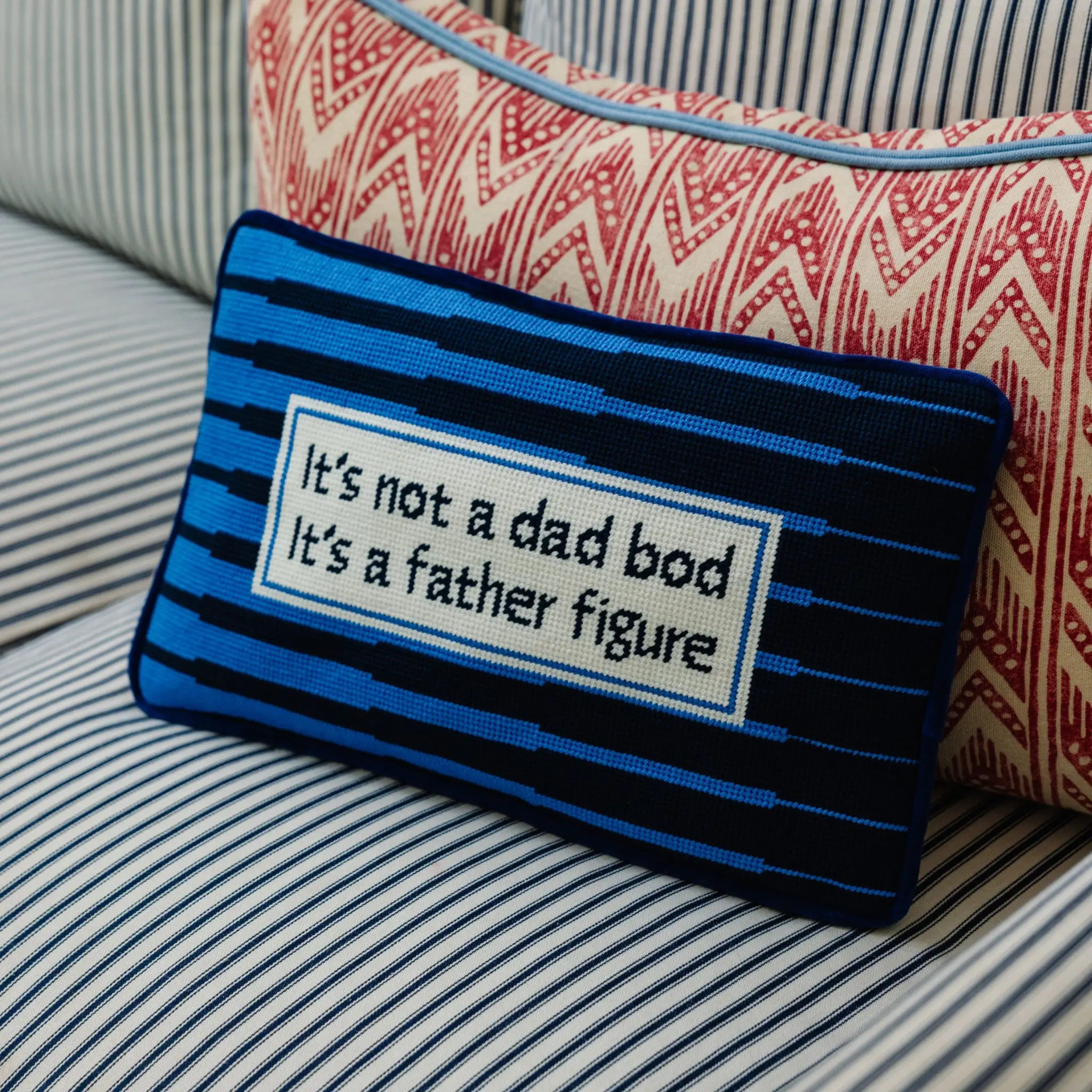 Velvet Dad Humor Pillow with Embroidery, Bold Stitching, Playful Quotes, Insert - Small Size Home Decor Accent for Living Room, Bedroom, Insert And Fluff