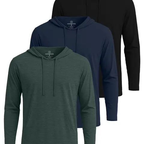 3 Pack Men's Cotton Hoodies Long Sleeve Workout Casual Pullover Sweatshirt