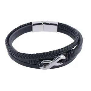 Trafalgar Loose Fit Infinity 3 Band Secure Clasp Leather Bracelet, Bracelets