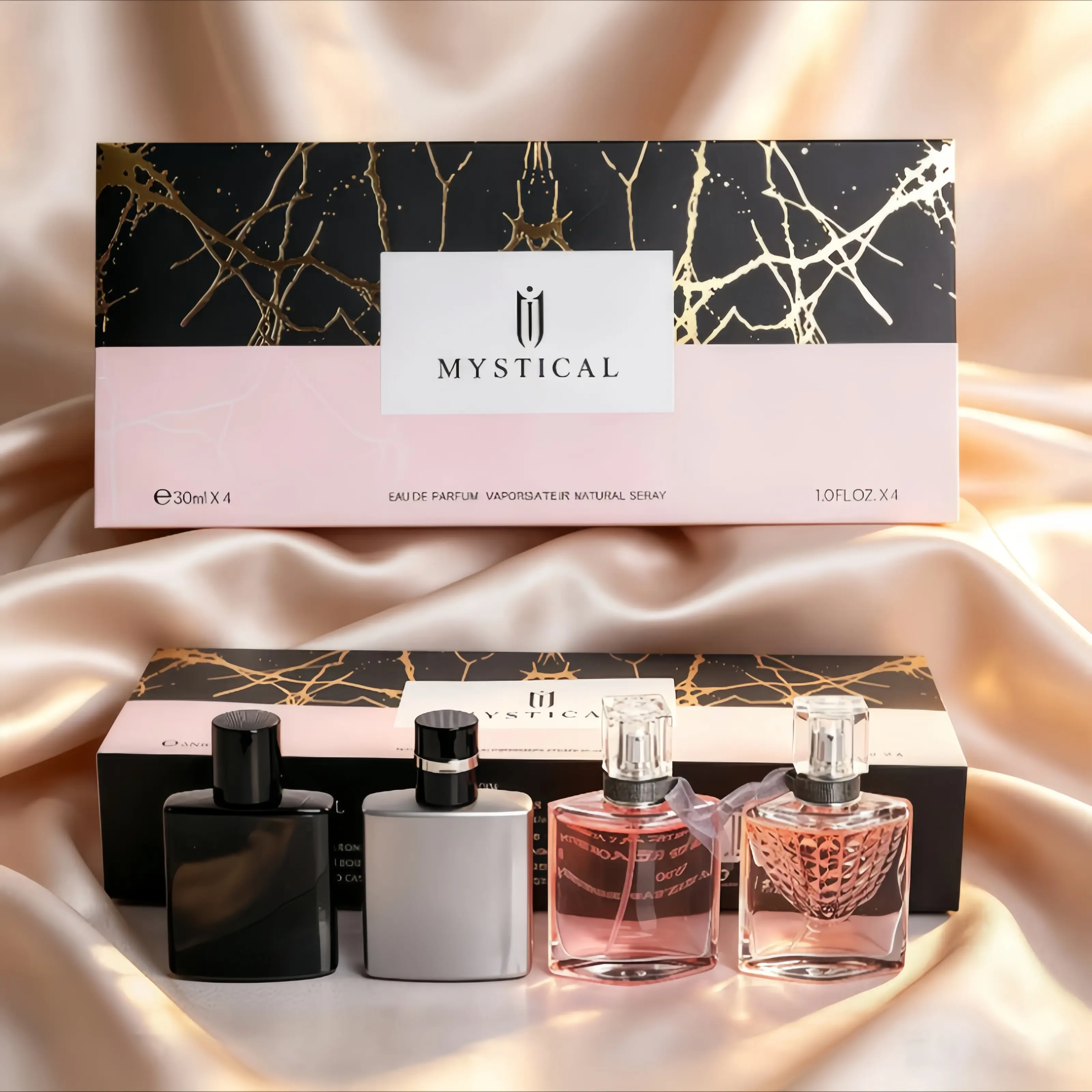 Women's Cardamom Temptation Perfume Gift Set, 4x30ml Luxury Fragrance Collection, Aromatic Woody & Fruity Floral Scents, Portable Travel-Size Bottles, Elegant Boxed Holiday Gift for Women