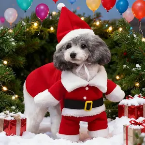 Funny Pet Christmas Costume Set – Warm Polyester Dog Jumpsuit with Pullover Design, Hand Wash Only – Cute Christmas Outfit for Small Dogs, All-Season Pet Clothes | Viral Pet Outfit | Funny Dog Christmas Costume | Holiday Pet Fashion Trend