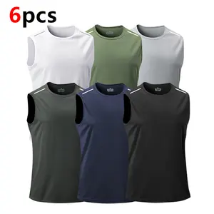 Multi-pack men's vest, quick-drying, sweat-wicking, breathable, for fitness, sports, and casual wear, sleeveless tank top and short-sleeve T-shirt, ice-feeling base layer top.