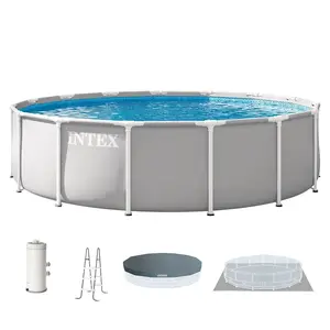 INTEX Prism Frame 15ft x 42in Premium Above Ground Pool Set with Filter Pump