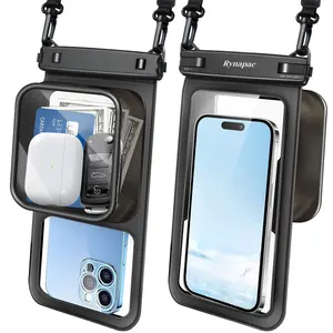 Rynapac 2pcs Floating Waterproof Phone Bag - 7.5 Inch Dual Compartment Clear Shockproof And Sand Resistant For IPhone 16 15 14 13 12 Pro Max, A Must-have For Swimming, Rowing, Kayaking