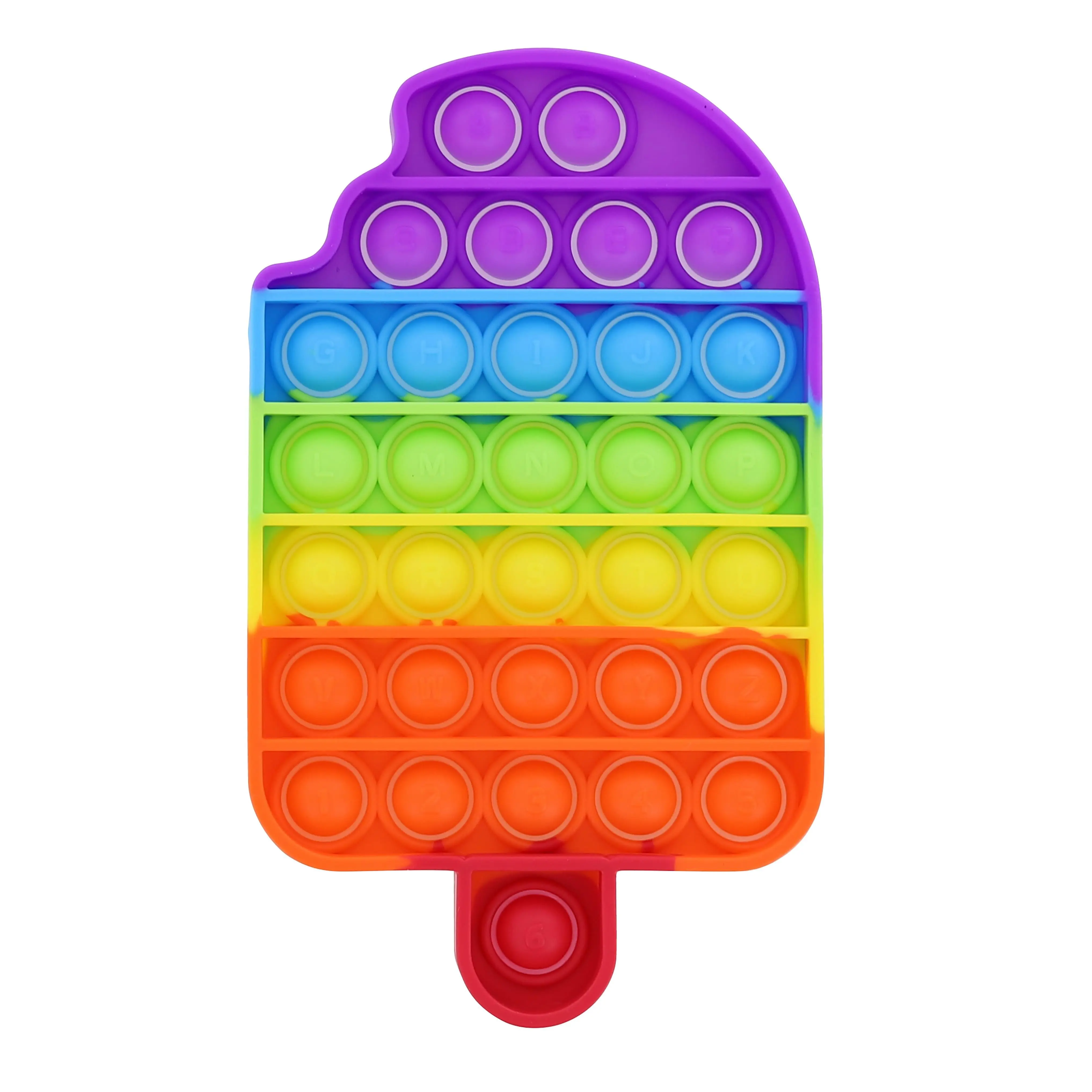 Pop Fidget Toy Rainbow Popsicle 32-Button Silicone Bubble Popping Game