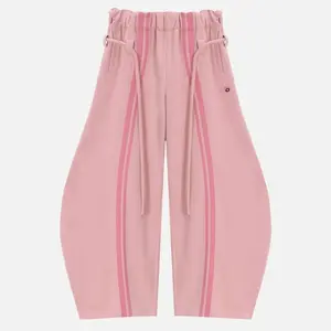Striped loose sports pants, oversized round drum pants, retro wide-leg elastic-waist lantern pants, unisex GARMENTARY underwear